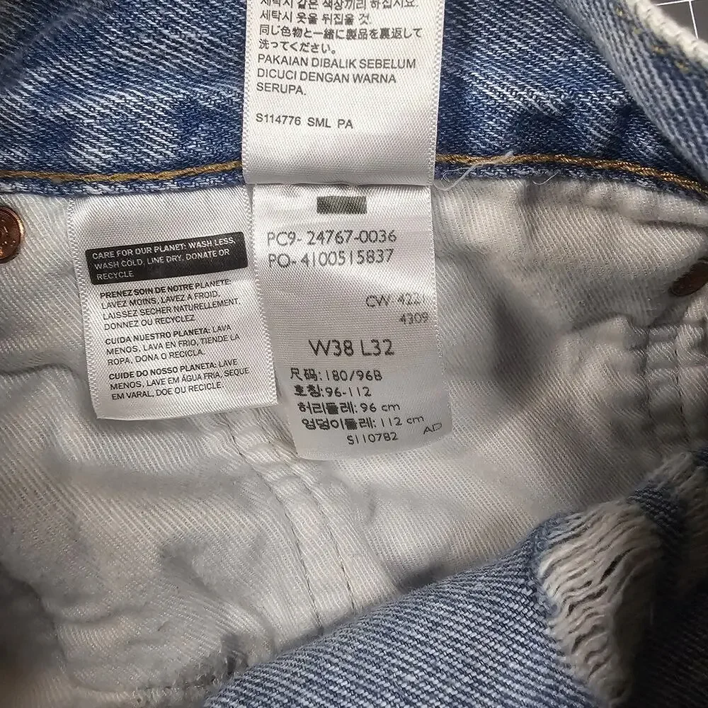 Levis Premium 551Z Jeans 38x32 Blue Hemp 90s Loose Baggy Straight Y2K Streetwear